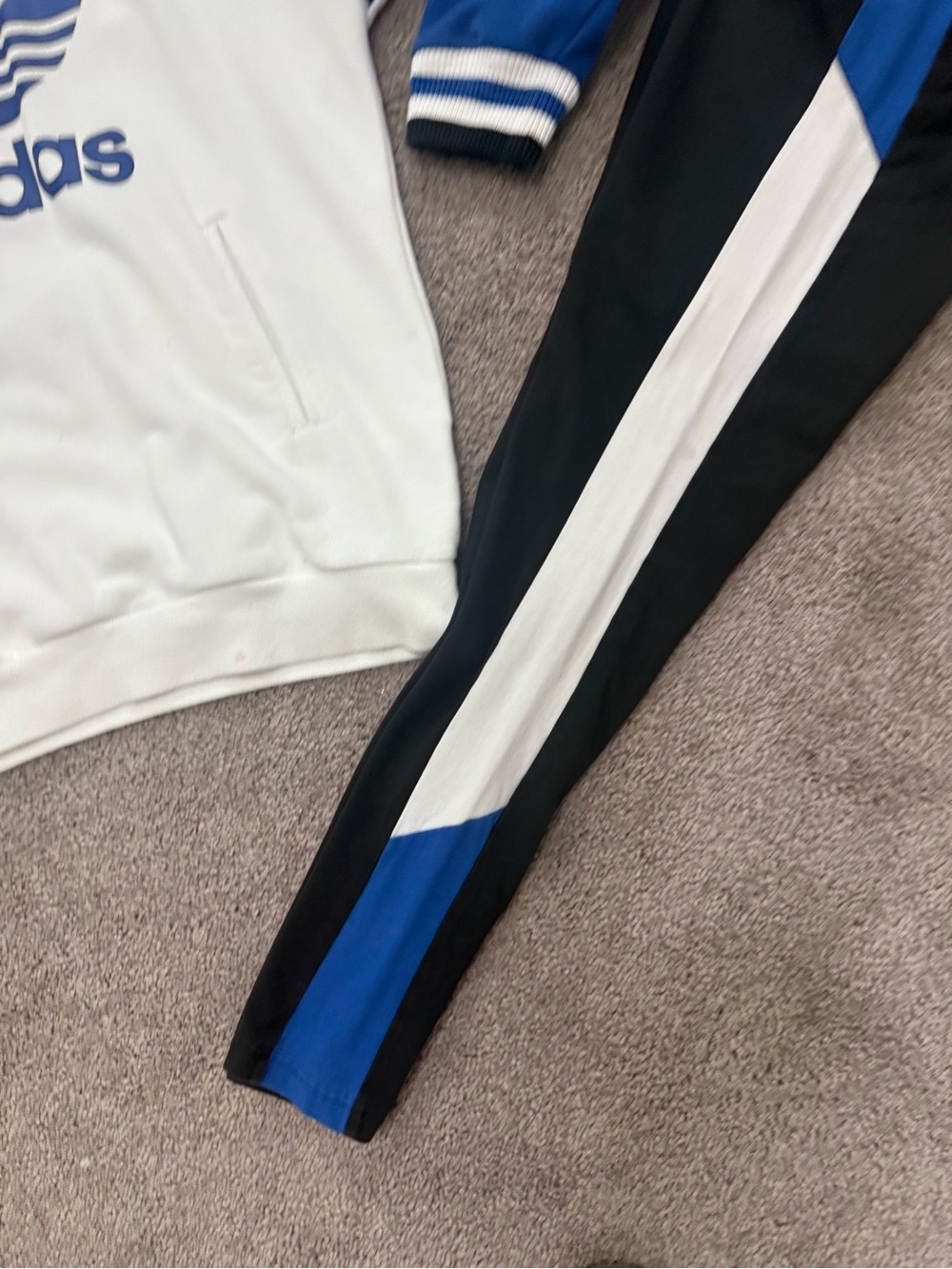 Women’s adidas White, Royal Blue & Black Trefoil Pullover Hoodie, leggings - Picture 8 of 10